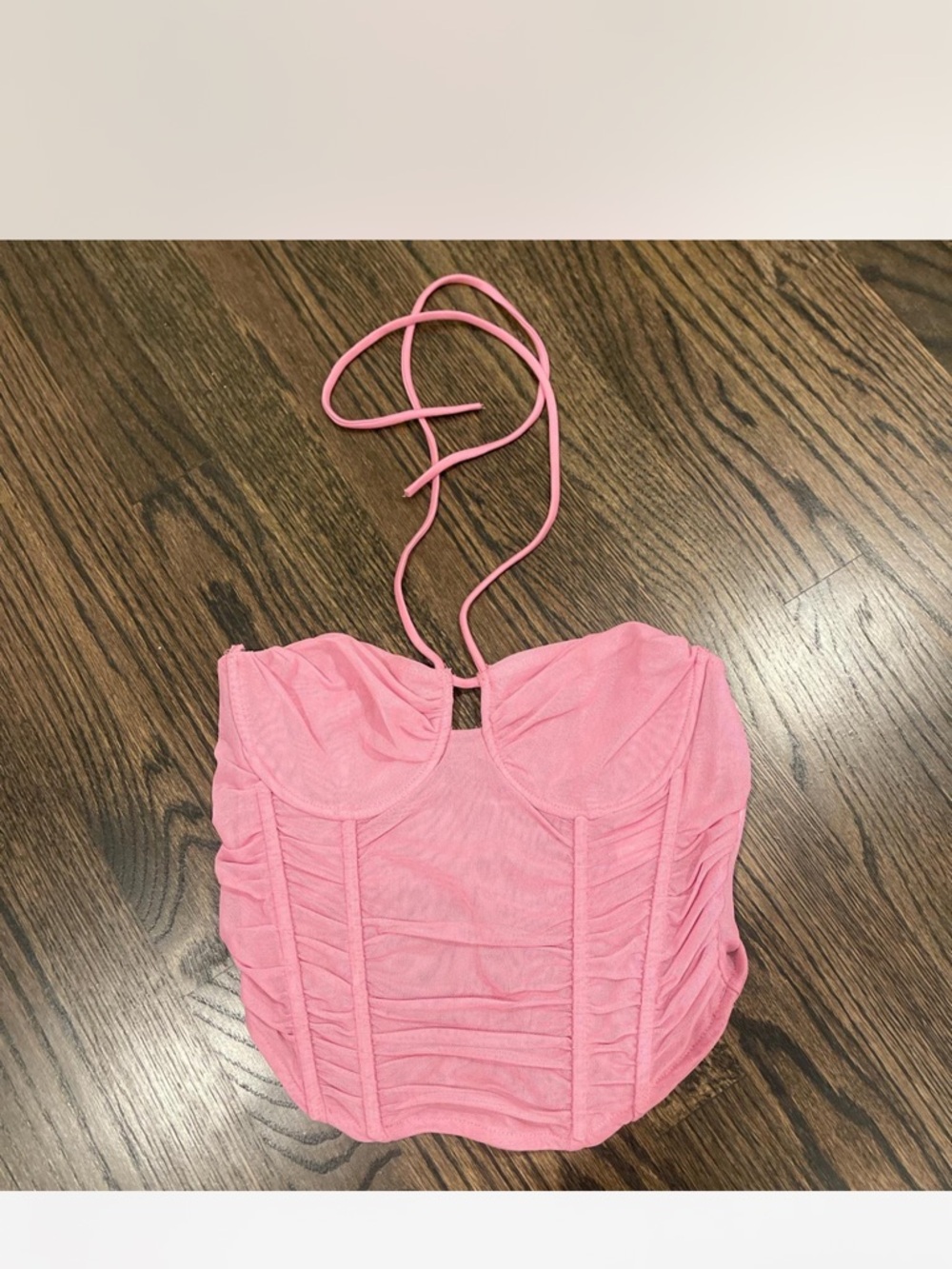 Zara Pink Ruched Halter Bustier Camisole